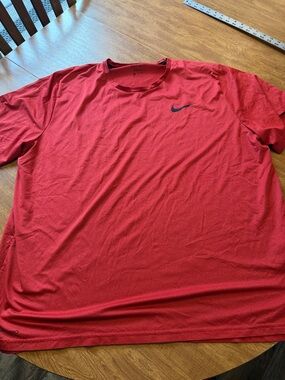 Nike Red Short Sleeve Performance Tee with Black Swoosh